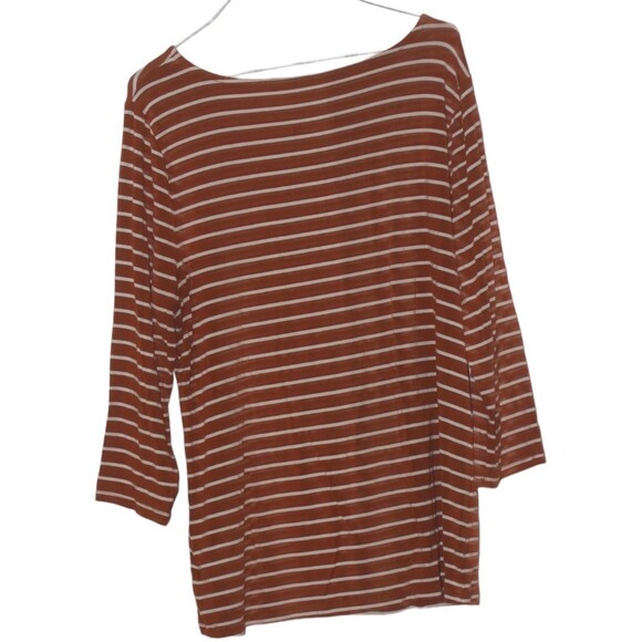 Long sleeve stripped shirt top size XL Fall Orange - Picture 2 of 4